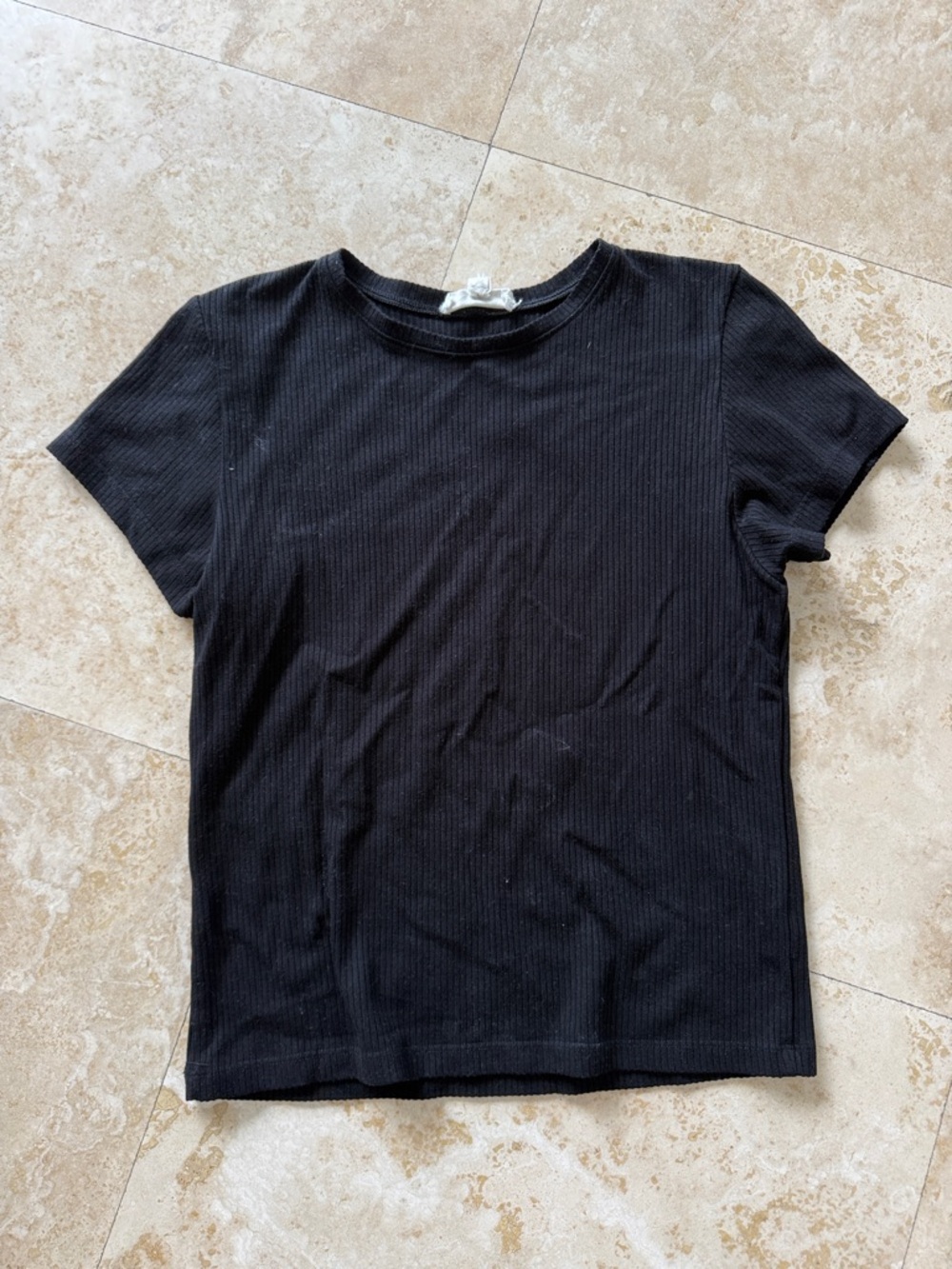Elan Black Short Sleeve Ribbed Tee